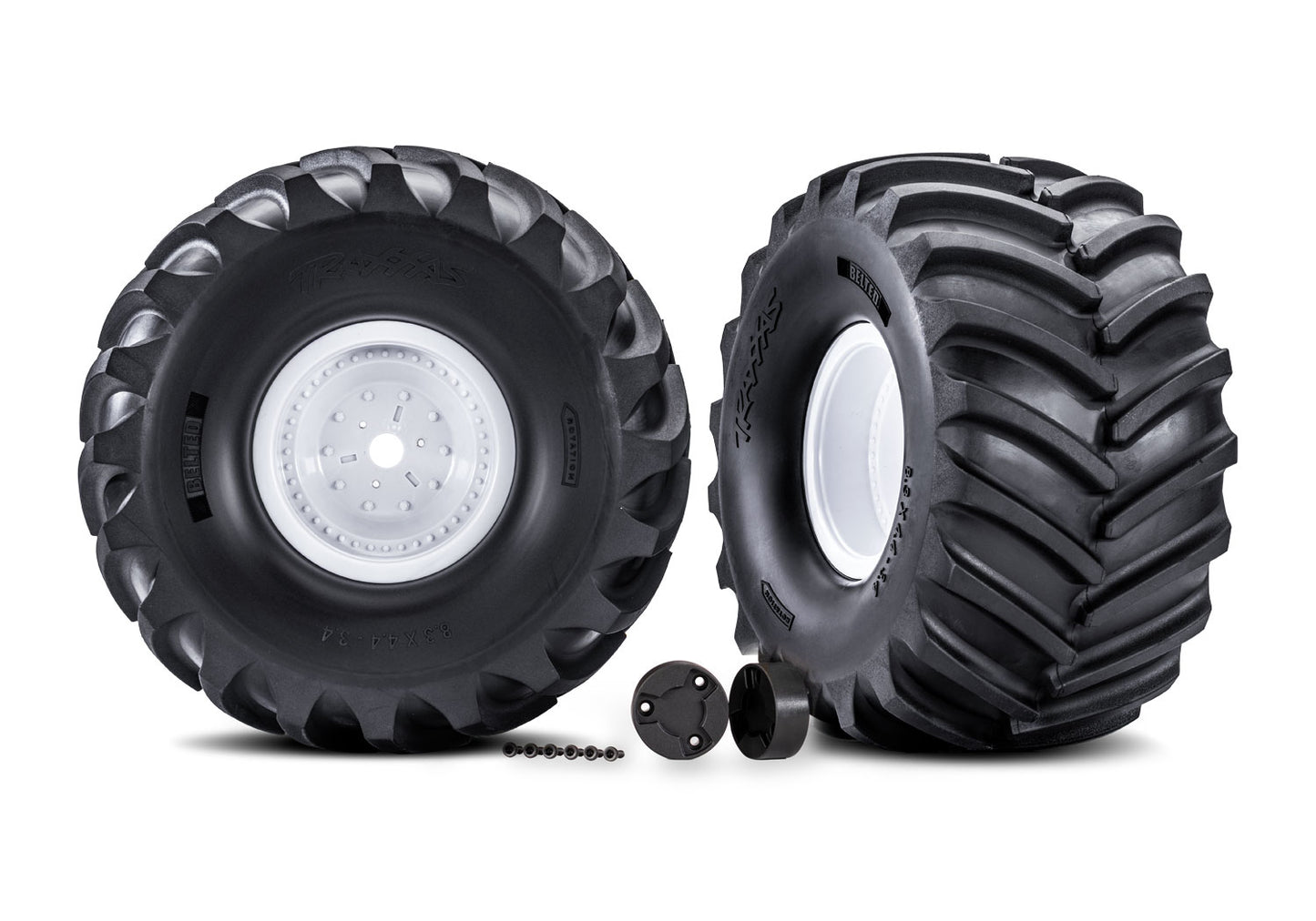 White X-Monster Wheels w/ Terra Groove Tires (2)