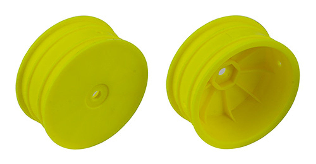 Team Associated 4WD Front Wheels, 2.2", 12mm Hex, +1.5mm, Fluorescent Yellow