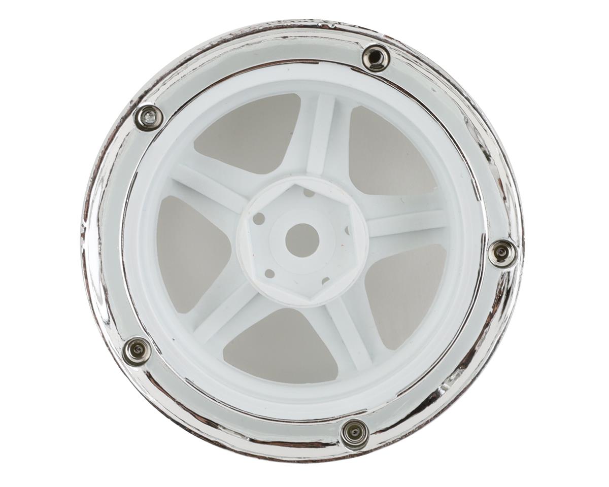 DS Racing Drift Element 5 Spoke Drift Wheels (White & Chrome) (2) (Adjustable Offset) w/12mm Hex