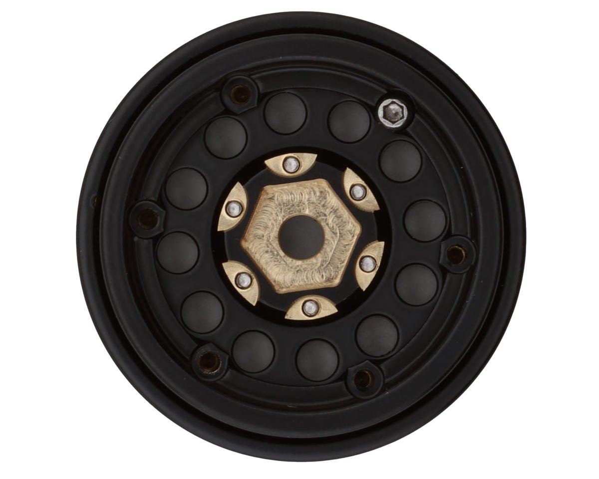 Treal Hobby Type A 1.0" 12-Hole Brass Beadlock Wheels (Black) (40g ea) (4)