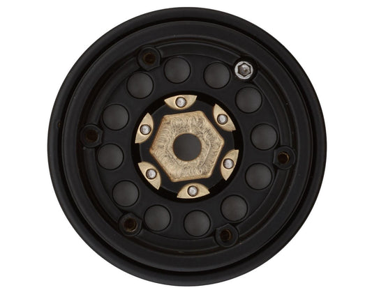 Treal Hobby Type A 1.0" 12-Hole Brass Beadlock Wheels (Black) (40g ea) (4)