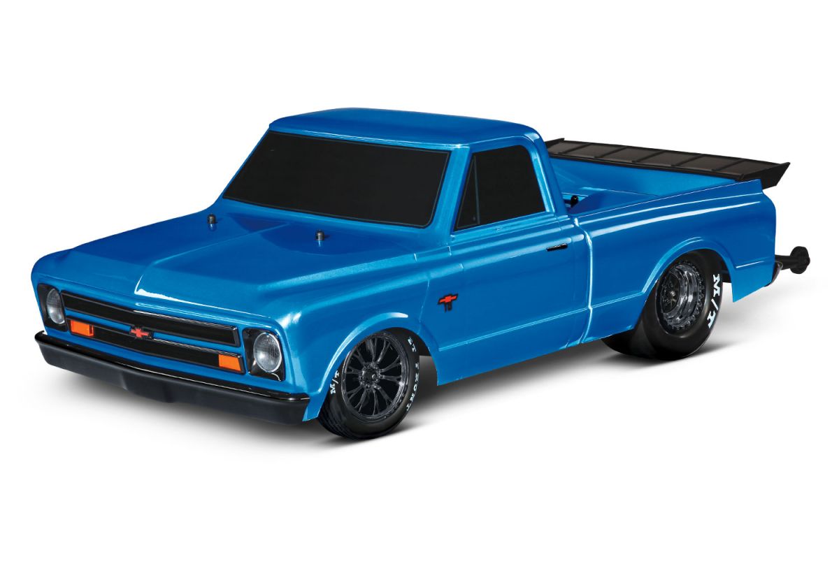 Traxxas Drag Slash Chevy C10 Blue - Front three-quarter high angle