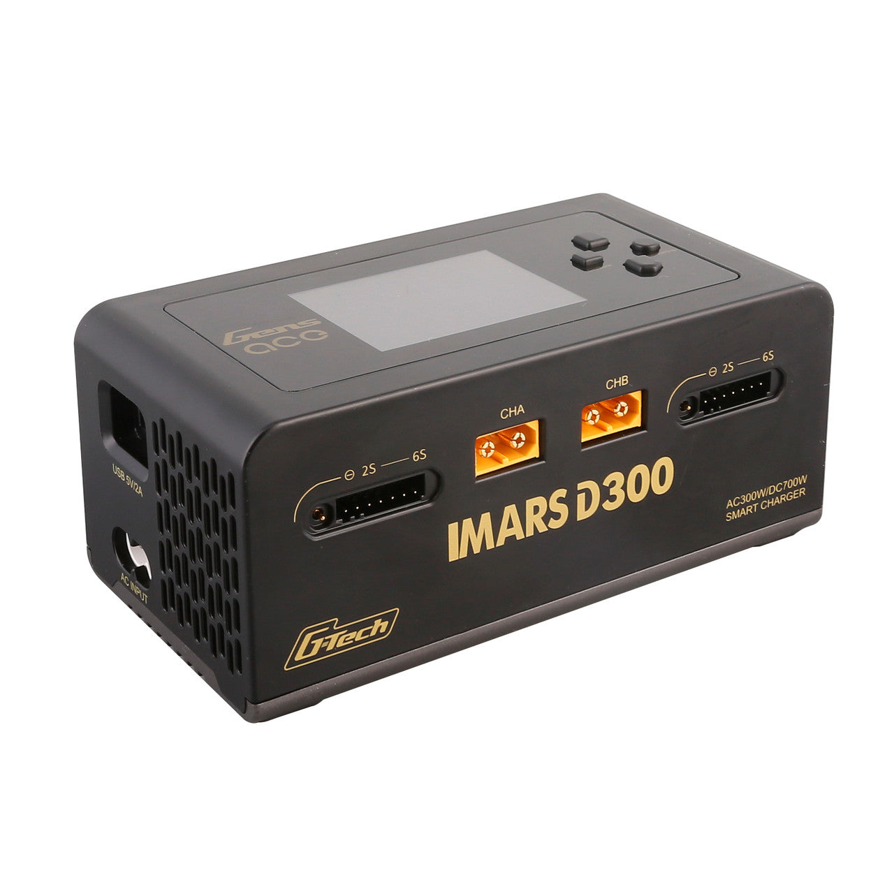 Gens ace iMars D300 G-Tech Dual Channel AC/DC 300W/700W RC Battery Charger - US Black