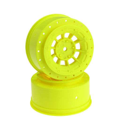 JConcepts Hazard 12mm Hex Wheel, 3mm Wider Offset, Yellow: SC10
