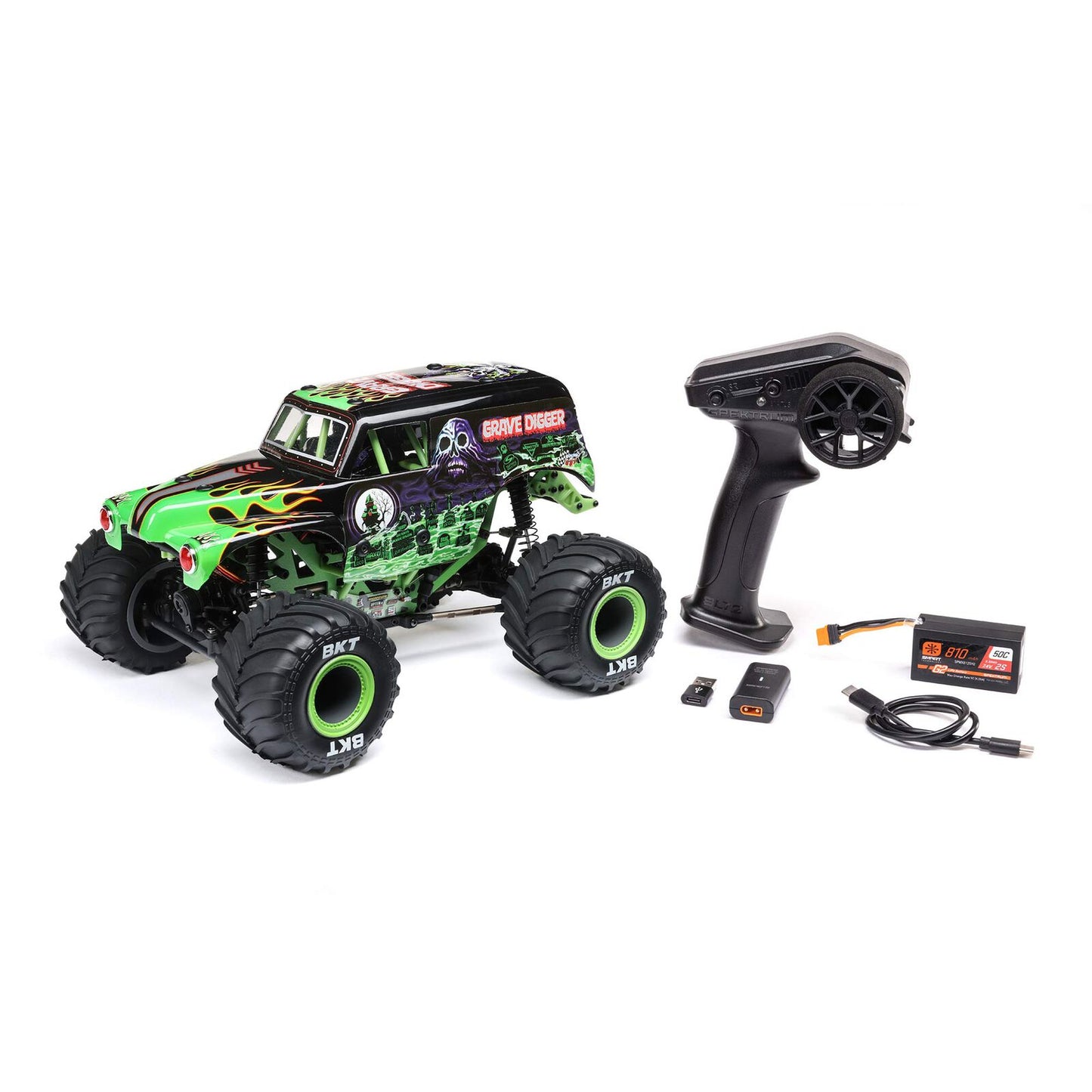 Mini LMT Grave Digger 2S 4X4 RTR Brushed Monster Truck (Battery & Charger Included), Green