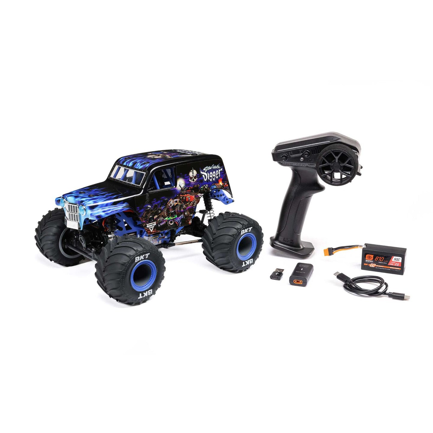 Mini LMT Son Uva Digger 2S 4X4 RTR Brushed Monster Truck (Battery & Charger Included), Blue