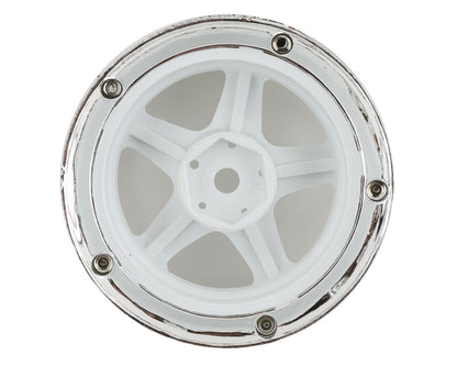 DS Racing Drift Element 5 Spoke Drift Wheels (White & Chrome) (2) (Adjustable Offset) w/12mm Hex