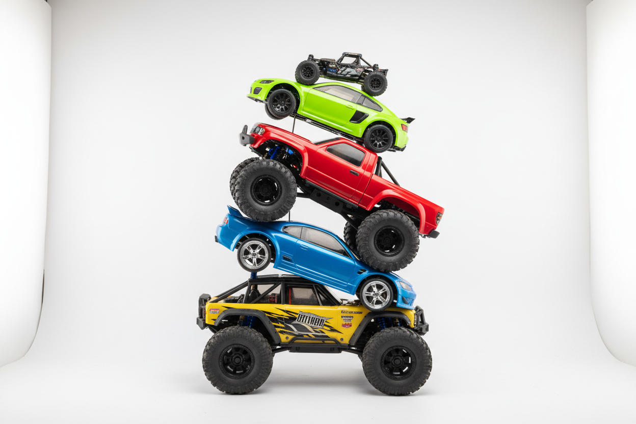 stack of rc cars