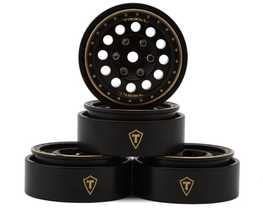 Treal Hobby Type A 1.0" 12-Hole Brass Beadlock Wheels (Black) (40g ea) (4)