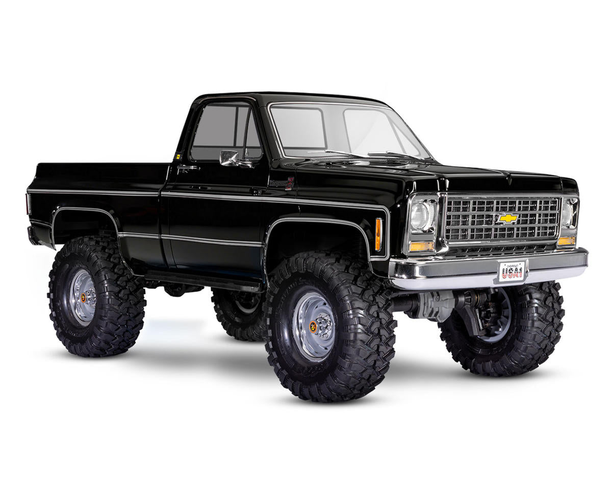 Traxxas TRX-4 1979 Chevrolet K10 Rock Crawler in Black - action shot on trail
